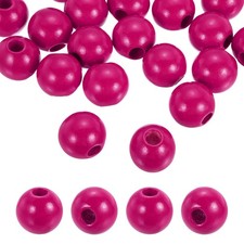 25pcs 30mm Rose Red Natural Wood Beads with 10mm Hole Round Wooden Spacer Ball