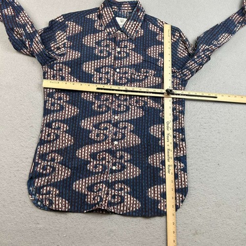 Camisa Anokhi X Kardo Para Hombre Pequeña Regular Azul Geométrica Con Botones Mangas Largas - Imagen 5 de 9