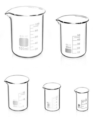 Messbecher Set 5 Stück Abgestuft Glas 5ml-100ml für Labor Küche
