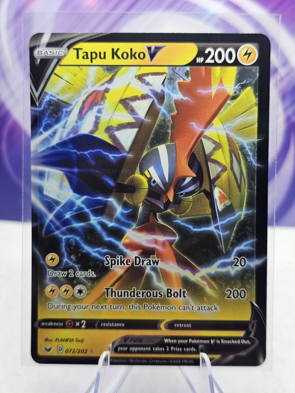 Pokémon TCG Tapu Koko V Sword & Shield Base Set 072/202 Holo Ultra Rare NM