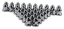 33mm Chrome ABS Plastic Push-on Bullet Flanged Lug Nut Covers Pack of 40