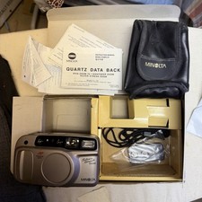 Vintage Minolta Freedom Silver Streak 35mm-70mm Camera W/remote And Case In Box
