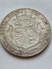 1906 King Edward VII Half Crown .925 Sterling Silver Coin Very Nice Condition