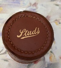 Vintage Leather Collar Stud Box - Antique Gentleman's Dresser Case