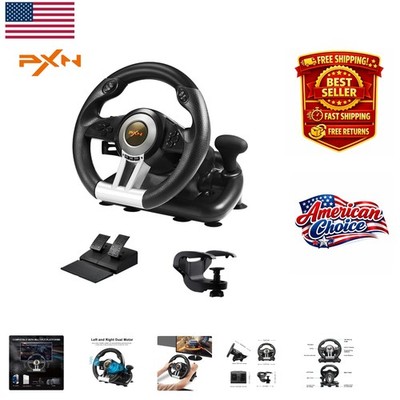 Multi-Platform Racing Wheel with Dual Analog Controls & Vibration Motors - Black