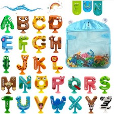 Mold Free Suction Bath Toys for Kids 26PCS, Bathtub Silicone ABC Alphabet Edu...