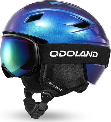 Odoland Men's Ski Helmet Goggles Set MEDIUM Starry Blue Snowboard Helmet Glasses