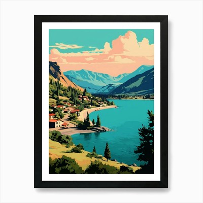 Lake Chelan Washington Pointillismus gerahmtes Wandbild Poster Leinwanddruck Bild