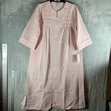 Miss Elaine Women's House Coat S Pajamas Dress Sleepwear Full Zip Pockets Stripe