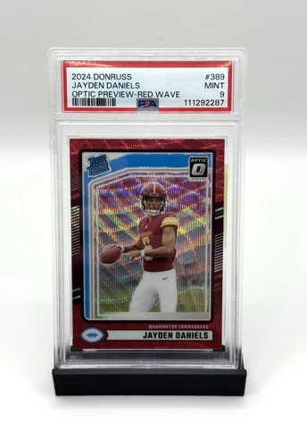 2024 Panini Donruss Jayden Daniels #389 Optic Preview Red Wave Prizm PSA 9
