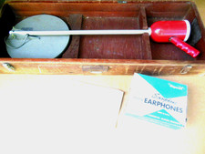 Vintage FISHER M-SCOPE T-30 METAL DETECTOR  Headphones Wood Box Case Pollard