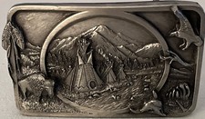 Vintage 1983 Siskiyou Buckle Co. Native American Brass Belt Buckle Free Shipping