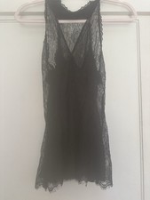bebe Women's Black Solid Lace Accents Sheer Bodysuit One Piece Size S