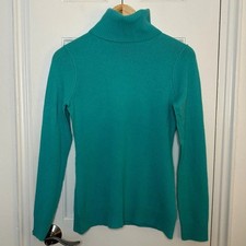 Aqua 100% Cashmere Turtleneck Sweater Teal Bl...