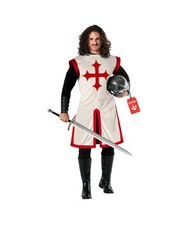 Men s Medieval Knight Costume Adult Crusader Templar Tunic Halloween M - 2XL
