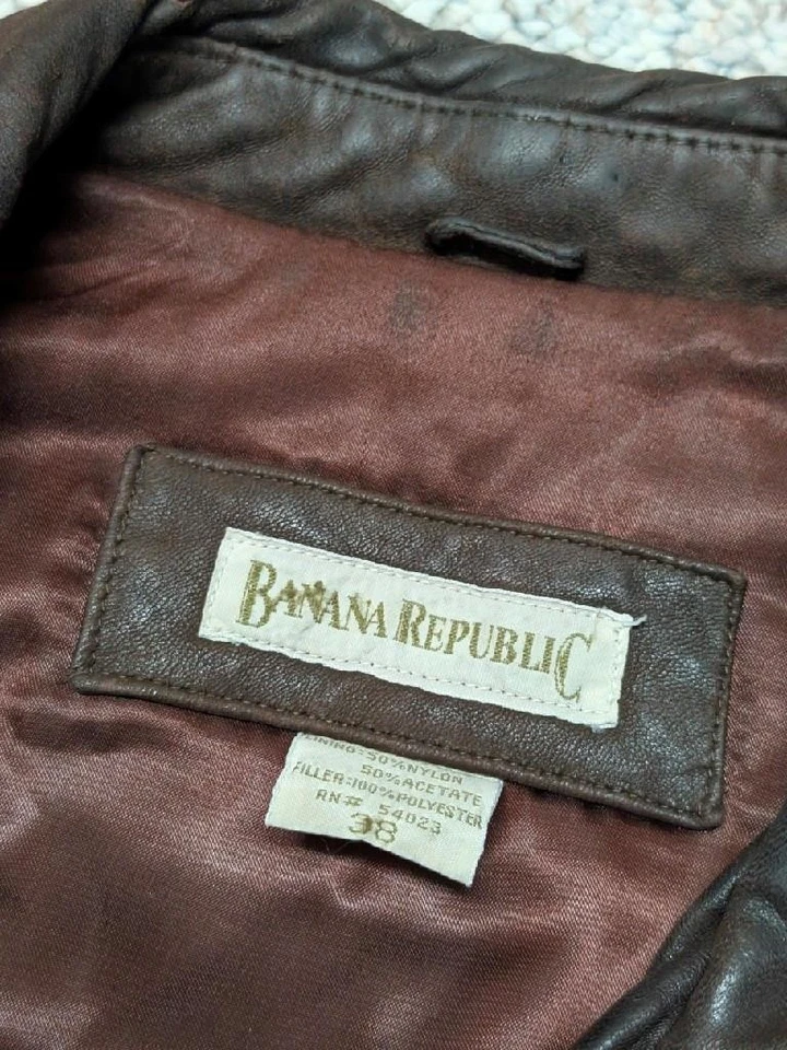 Chaqueta bomber vintage años 80 BANANA REPUBLIC 38 cuero marrón FLIGHT PIEL DE OVEJA S Foto 4 de 4