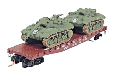 Micro-Trains PRR 470165 N Gauge 50' Fishbelly Flat Car With M60 Tank 45140 Boxed