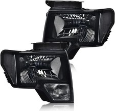 Headlights Compatible with Ford F150 2009-2014 Headlamps Pair Left Right Smoky