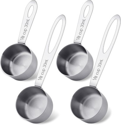 4Pcs 1/8 Cup Measuring Cup, 30ml Scoop, Stainl Steel Measuring Cups,