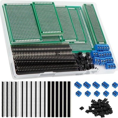 174 Piece PCB Prototype Kit Double Sided Perf Boards 6 Sizes Large Medium Small