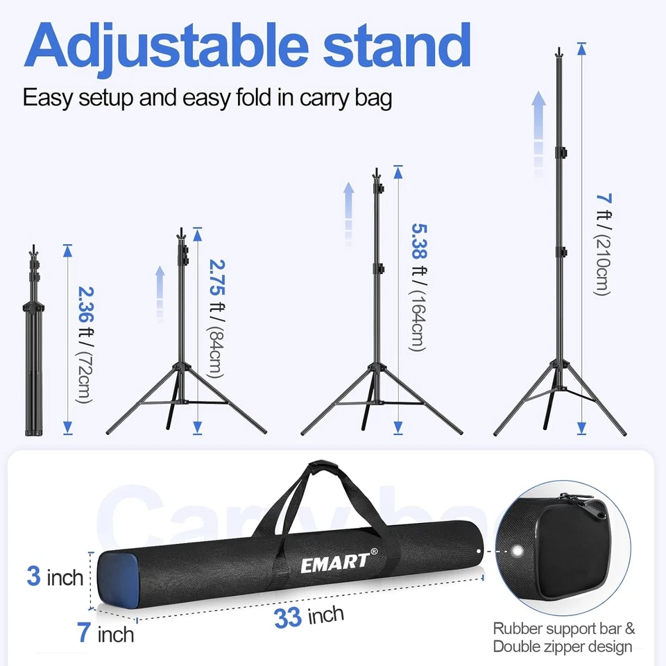 EMART Backdrop Stand 10x7ft(WxH) Photo Studio Adjustable 10x7ft, Black - Image 3 of 4