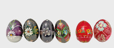 Wooden Eggs Painted Easter 2.25" Floral Multicolor Lot of 6