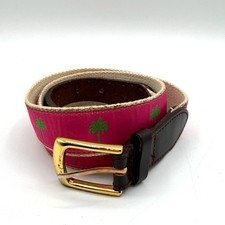 Lilly Pulitzer Canvas  Leather Pink Palm Tree Print Belt