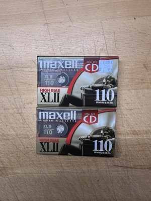 Lot of (2) MAXELL XLII 110 MINUTES TYPE II HIGH BIAS CASSETTE TAPES New Sealed