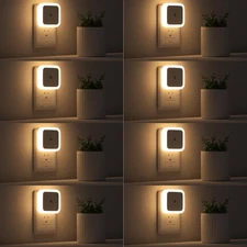 8-Pack Plug-In LED Night Lights with Dusk to Dawn Sensor for Bedroom And Hallway