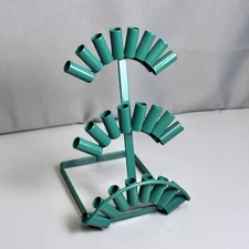 Vintage Green Metal Standing Desktop Display Tiered Tool Stand Tubes Organizer