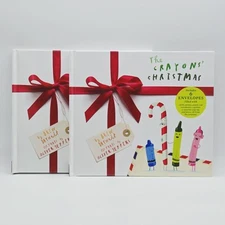 Lot Of 2 The Crayons' Christmas Hardcover By Drew Daywalt W/ 6 Envelope Activity