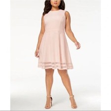 Calvin Klein Elegant Blush Pink Sleeveless Dress with Sheer Panels Size 8