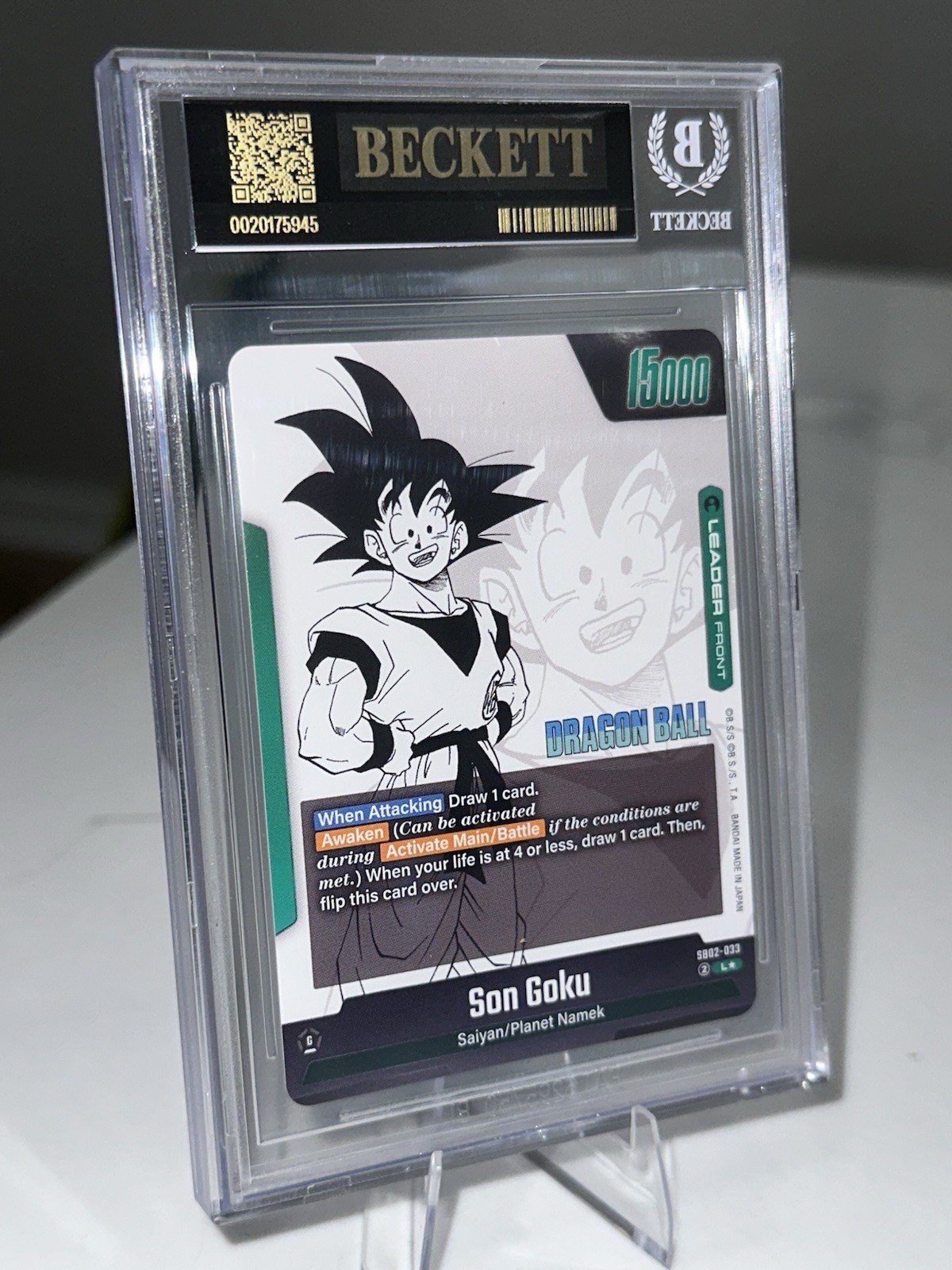 Dragon Ball Card Son Goku Gold Leader Manga SB02-033 BGS Black Label 10  view 3