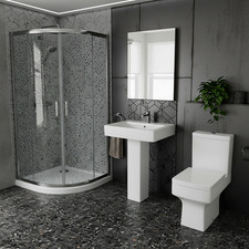 Chrome Quadrant Shower Enclosure Pedestal Basin Toilet Bathroom Suite