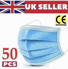 Face Mask x 50 Protective Covering Mouth Masks UK