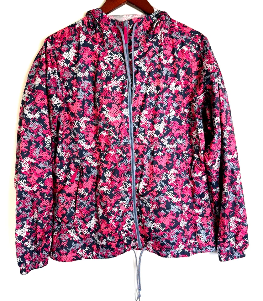 Chaqueta cortavientos Columbia M para mujer Flash Forward Pnk gris azul impresión digital Foto 3 de 4