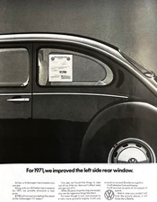 1971 VOLKSWAGEN BEETLE Genuine Vintage Print Ad Automobile Car VW Bug 10" x 13"
