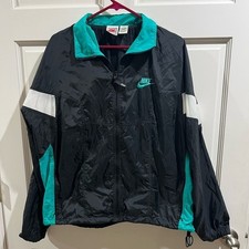 Nike Black and Teal Nylon Windbreaker Jacket Size Large