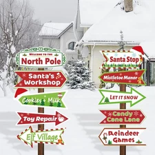 10pcs North Pole Yard Signs Christmas Lawn Outdoor as the picture shows 