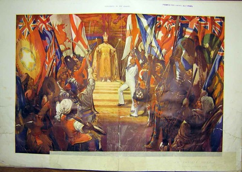Original Old Antique Print Empire Homage King Clark Colour Color Fine Art 1911