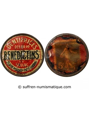 France Dentifrice Des Bénédictins De Soulac - Timbre Monnaie 5 Cts Vert - Photo 1/4