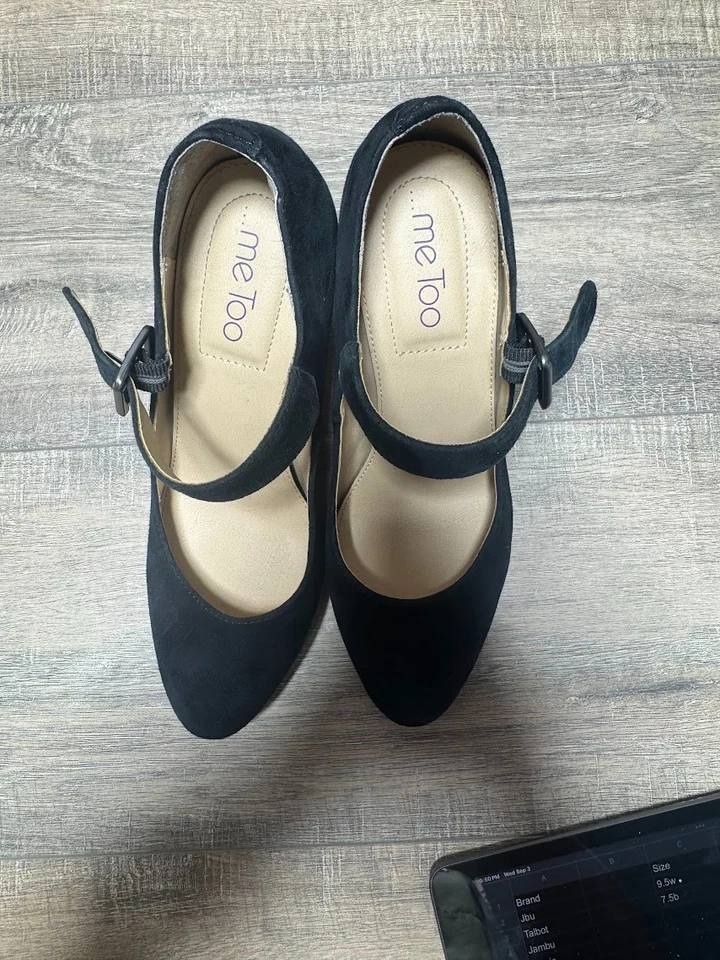 Me Too Crystal Black Suede Mary Jane Heels Women's Size 7.5 - Image 2 of 4