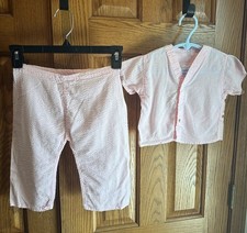 Vintage Seersucker Pajamas Size 2 Bates-Jama Baby Toddler Snap Waist