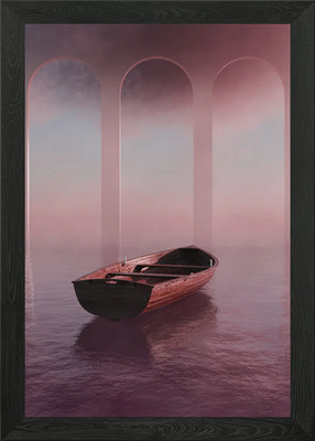 Gerahmtes Wandbild Boot Rosa 3D Surrealismus Poster Leinwanddruck Bild