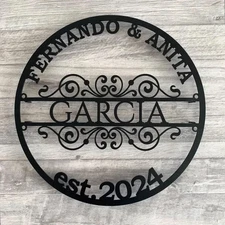 Personalized Last Name Metal Sign, Couple Names & Year, Custom Family Name Sign