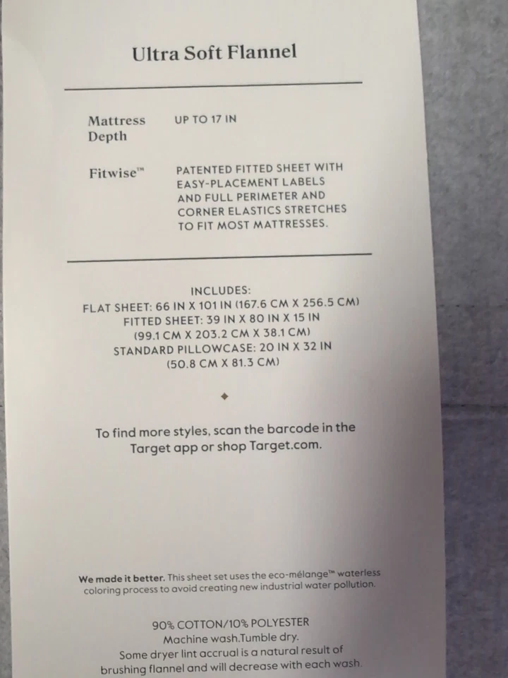 Juego de sábanas de franela ultra suave Threshold doble/doble XL  Foto 4 de 4