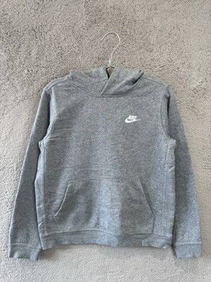 Nike Hoodie Jungen Kinder Large grau Swoosh Logo Kapuzenpullover Y2K Sweatshirt