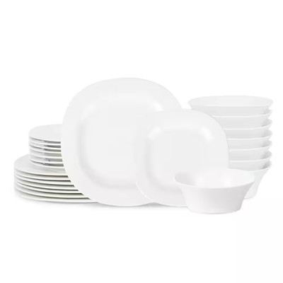 Quadro 24-Piece White Porcelain Dinnerware Set (Service for 8)