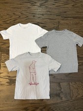 EUC Lot of 3 Boys Size XS 4-5 Solid White Grey Skater Short Sleeve T Shirts