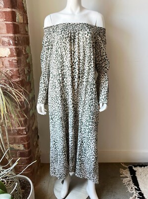Baum und Pferdgarten Amalie Dress Size 36/2 Green Leopard Maxi Off the  Shoulder | eBay